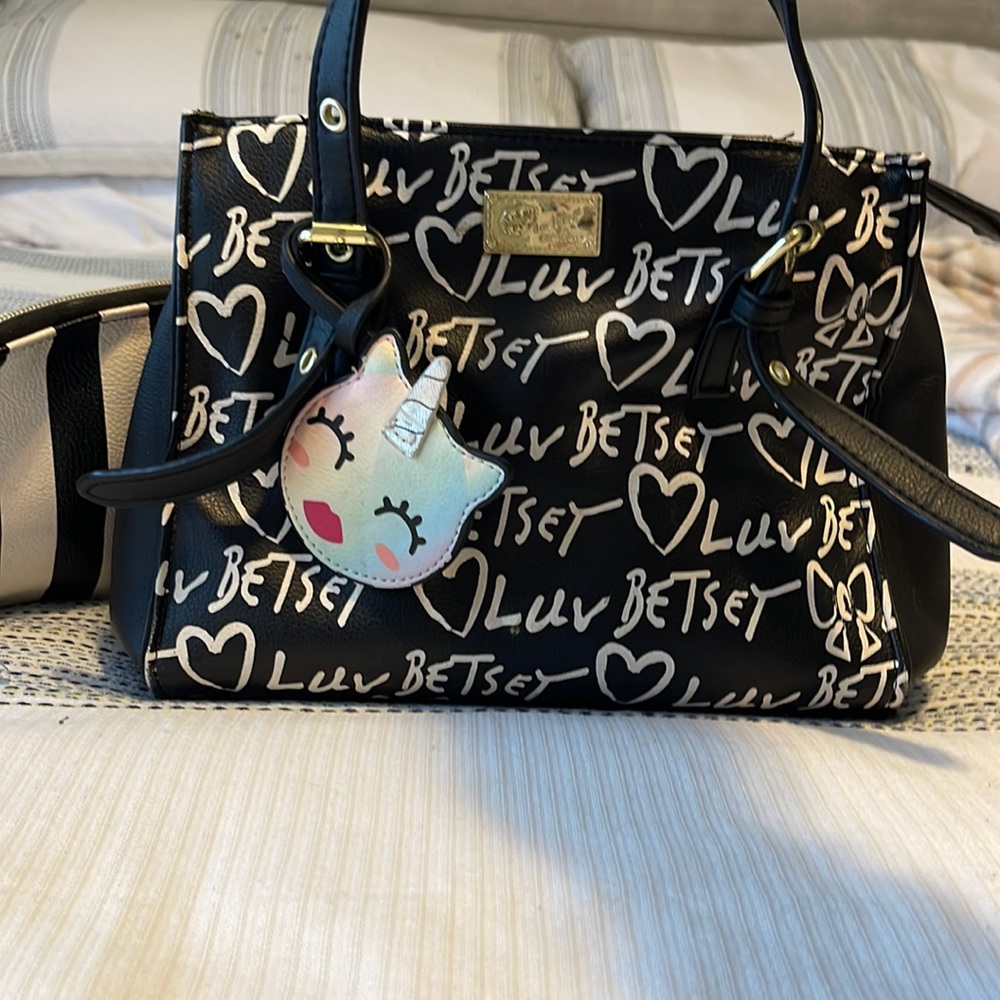 Betsey Johnson hangbag/purse with small makeup bag/clutch